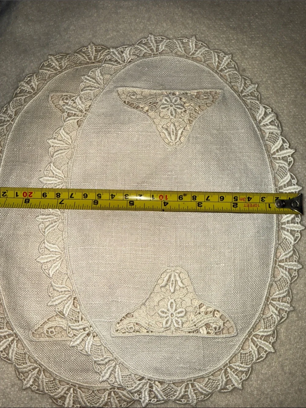Vintage Ivory Crochet Lace Oval Doilies - Set of 2 11” x 9”
